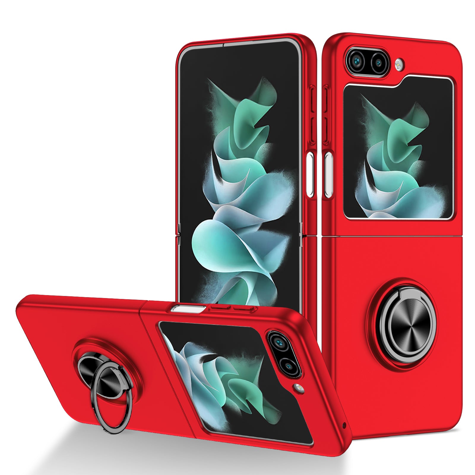 For Samsung Galaxy Z Flip5 5G Hard PC Phone Case Ring Kickstand Cover Support Magnetic Car Mount For Samsung Galaxy Z Flip5 5G Hard PC Phone Case Ring Kickstand Cover Support Magnetic Car Mount